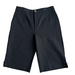 Cop.Copine Black Bermudas Piercing Details on Both Sides Stretchy Waist Size 40
